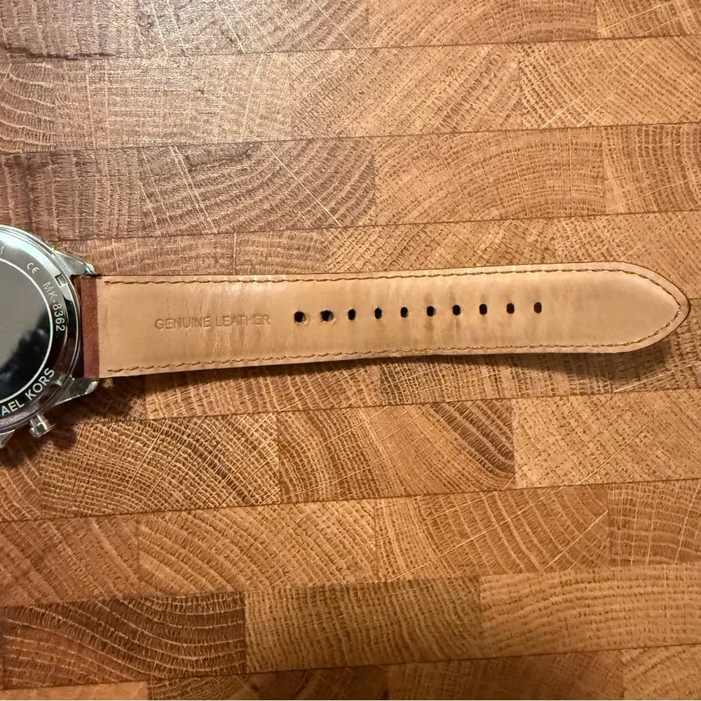 Michael Kors Black Dial with Brown Leather Strap Watch - Picture 4 of 6